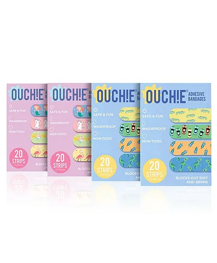 Ouchie Adhesive Bandages Pack Of 4 - 20 Strips Each