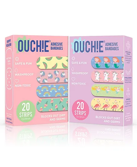 Ouchie Adhesive Bandages Pack Of 2 - 20 Strips Each
