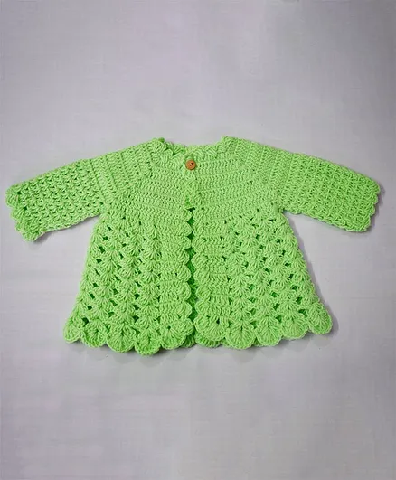 Theth Pahadi Solid Colour Full Sleeves Shrug - Light Green