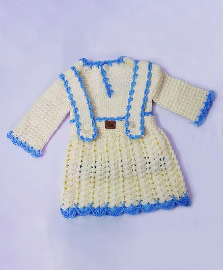 Theth Pahadi Full Sleeves Solid Colour Top With Suspender Skirt - Off White