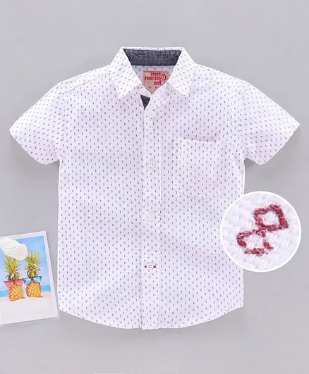 Under Fourteen Only Half Sleeves Number 8 Embroidery Detailing Shirt - White