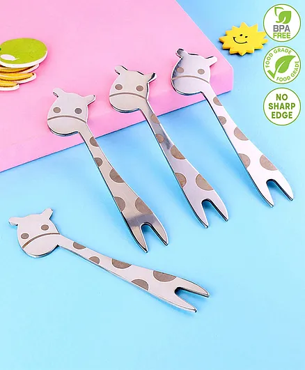 Pine Kids Stainless Steel Fruit Fork Pack of 4 - Length 12.5 cm Each