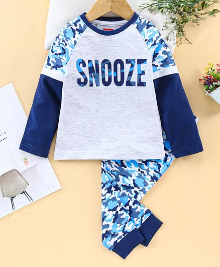 Babyhug Full Sleeves Night Suit - Blue