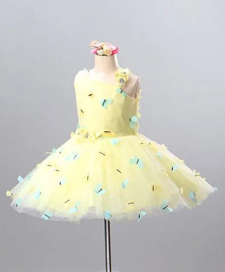 Bluebell Sleeveless Party Frock - Yellow