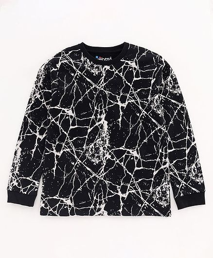 Ventra Marble Print Full Sleeves Sweatshirt - Navy Blue