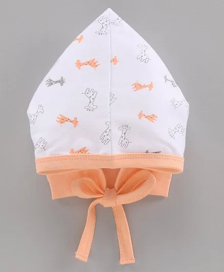 Child World Tie Knot Cap Giraffe Print Peach - Diameter 7 cm
