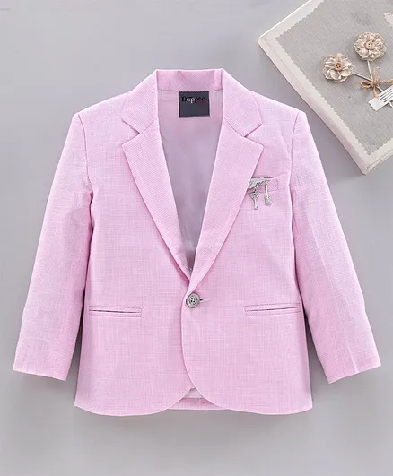Dapper Dudes Full Sleeves Lapel Collar Solid Blazer - Pink
