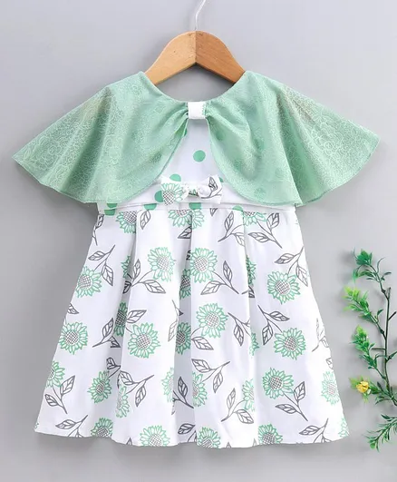 Rassha Short Sleeves Floral Print Dress - White