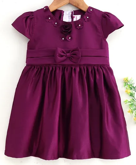 Rassha Short Sleeves Flower Detailed Dress - Purple