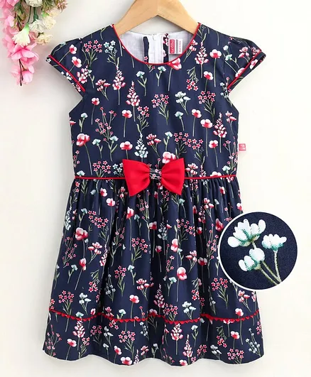 Twetoons Sleeveless Frock Floral Print - Blue
