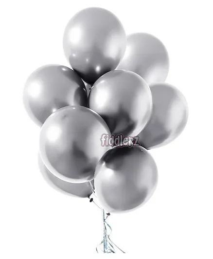 Fiddlerz Latex Chrome Balloons with Pump Silver - Pack of 50