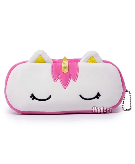 Fiddlerz Plush Unicorn Design Pencil Pouch - Dark Pink