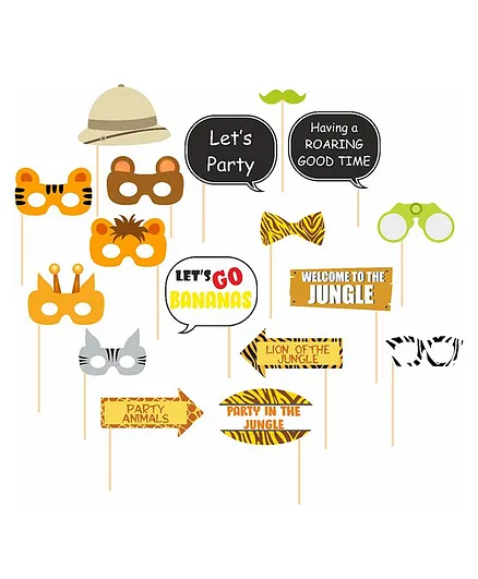 Untumble Jungle Theme Photo Booth Props - Pack of 17