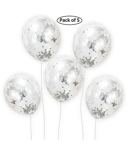 Party Anthem Confetti Balloon Set Silver - Pack Of 5