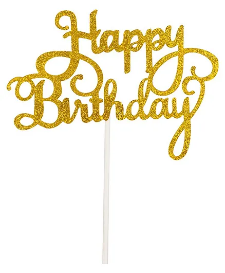 Party Anthem Happy Birthday Cake Topper - Gold