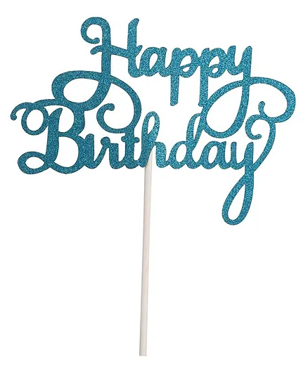 Party Anthem Happy Birthday Cake Topper - Blue