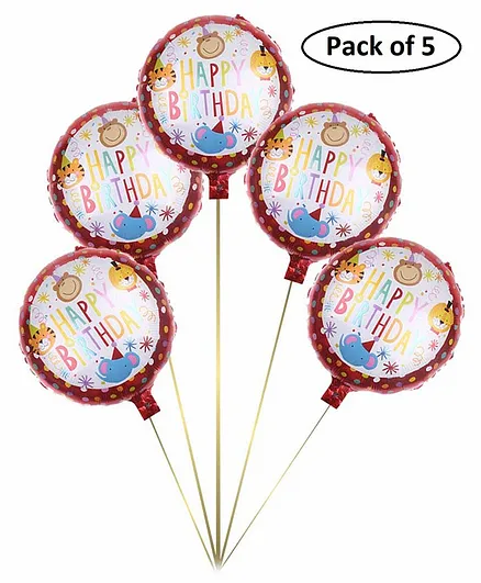 Party Anthem Circus Carnival Animals Foil Balloons Multicolor - Pack of 5