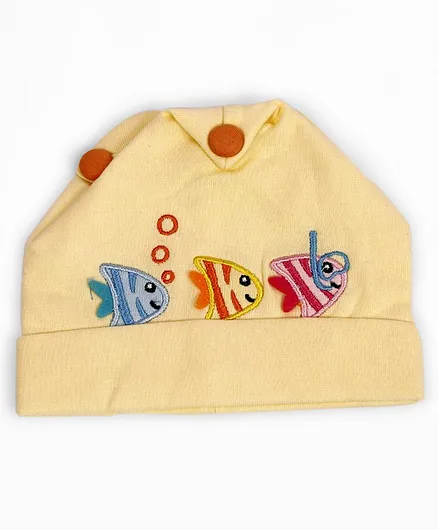 Tahanis Fish Embroidered Cap - Yellow