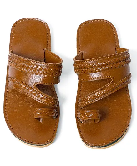 Tahanis Designer Cross Strap Sandals - Brown