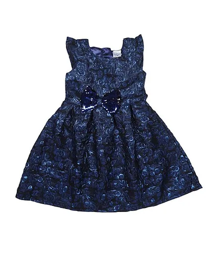 Doodle Girls Clothing Cap Sleeves Floral Printed Dress - Blue
