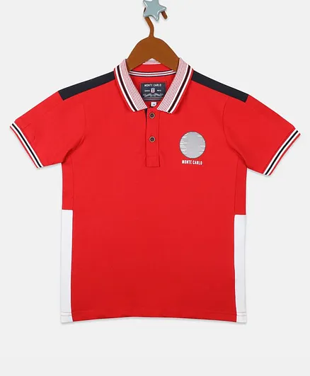 Monte Carlo Half Sleeves Solid Colour Polo Tee - Red