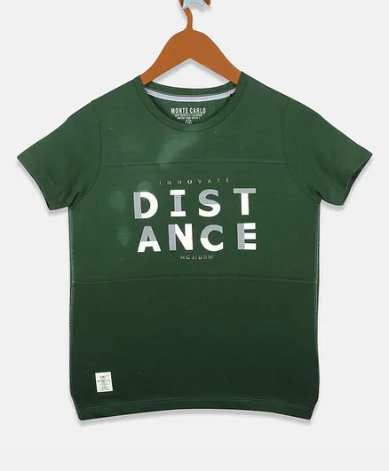 Monte Carlo Half Sleeves Distance Printed Tee - Green