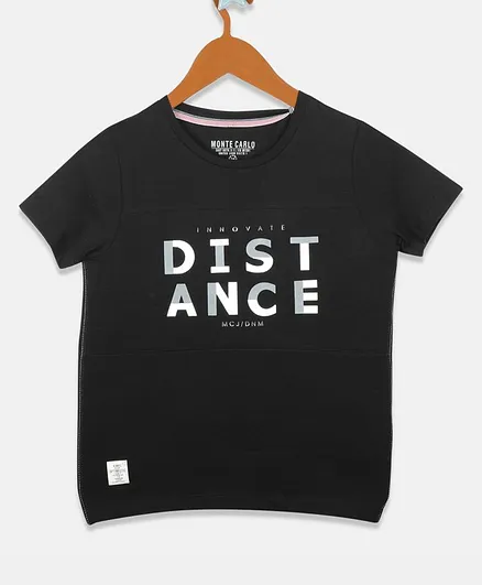 Monte Carlo Half Sleeves Distance Printed Tee - Black