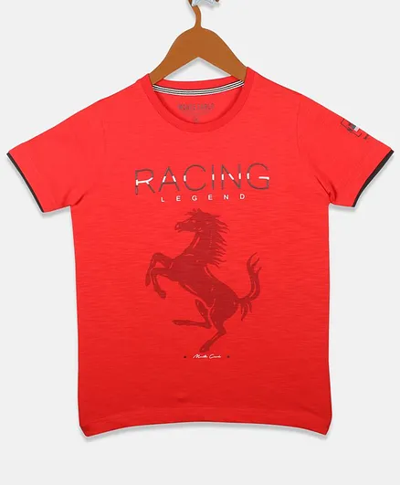 Monte Carlo Half Sleeves Racing Printed Tee - Red
