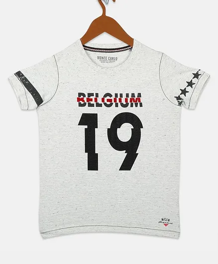 Monte Carlo Half Sleeves Belgium 19 Printed Tee - Light Grey