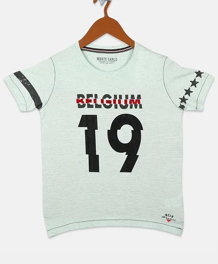 Monte Carlo Half Sleeves Belgium 19 Printed Tee - Light Green