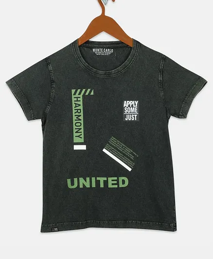 Monte Carlo Half Sleeves United Printed Tee - Grey