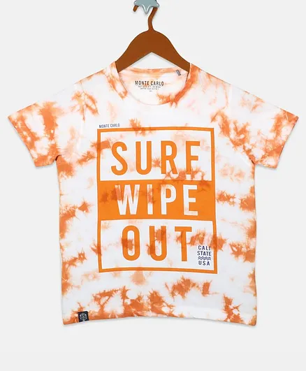 Monte Carlo Half Sleeves Tie & Dye Pattern Tee - Orange
