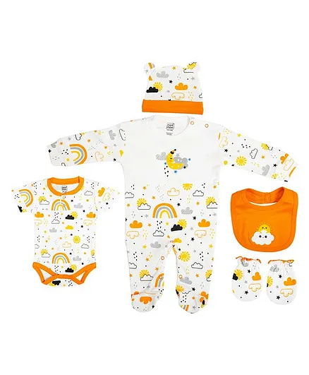 Mee Mee Cotton Printed Baby Clothing Gift Set Set of 5 - Orange