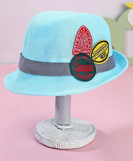 Babyhug Summer Hat Multi Patch Blue - Diameter 18 cm