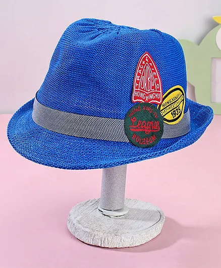 Babyhug Summer Hat Multi Patch Blue - Diameter 18 cm