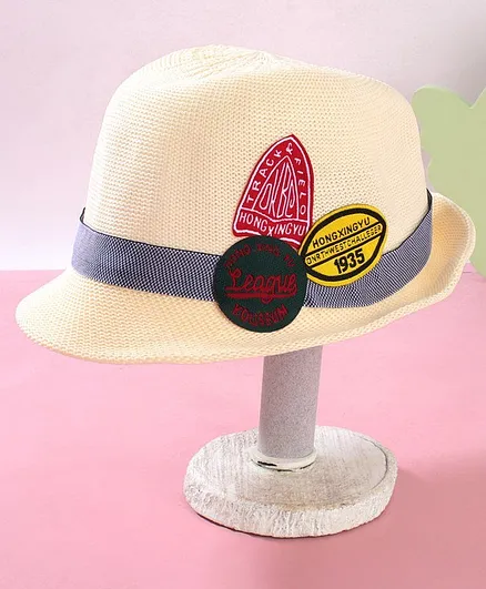Babyhug Summer Hat Multi Patch Cream - Diameter 18 cm