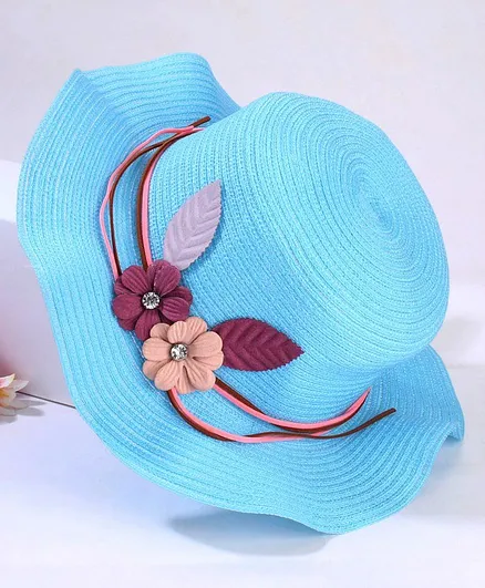Babyhug Hat Flower Patch Blue - Diameter 18 cm