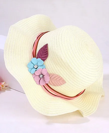Babyhug Hat Flower Patch Cream - Diameter 18 cm