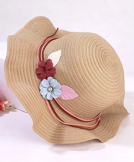 Babyhug Hat Flower Patch Brown - Diameter 18 cm