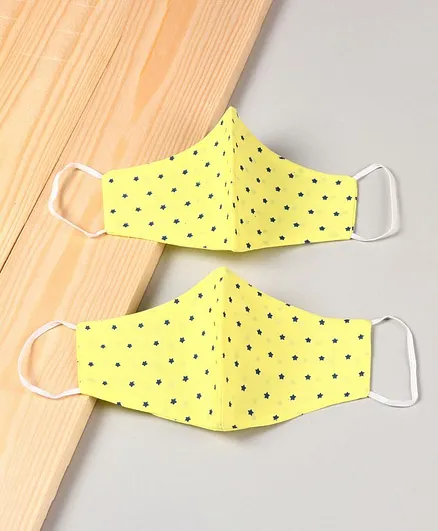 FROGGY Pack Of 2 Reusable Stars Print Face Masks - Yellow