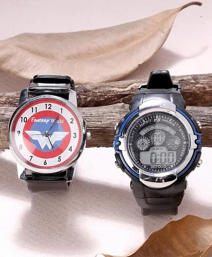 Fantasy World Pack Of 2 Digital & Analog Watches - Black