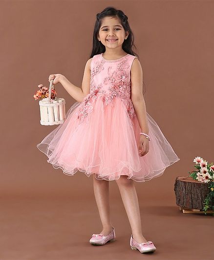 Mark & Mia Sleeveless Pearl Embellished Party Frock - Pink