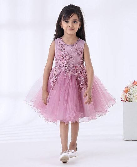 Mark & Mia Sleeveless Pearl Embellished Party Frock - Purple