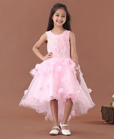 Mark & Mia Sleeveless Floral Embroidered Party Frock - Light Pink