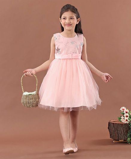 Mark & Mia Sleeveless Party Frock Sequin Embellished - Peach