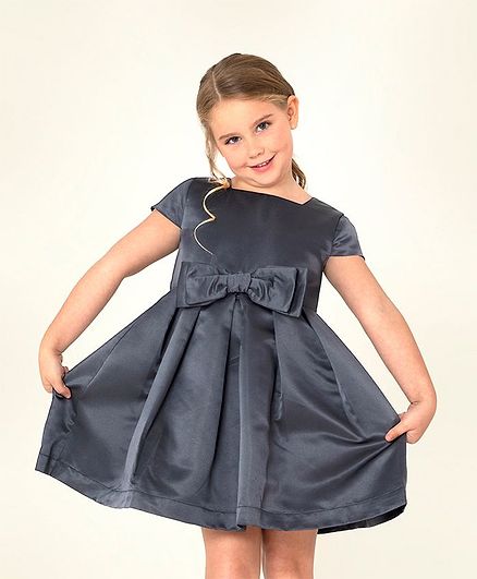 Cherry Crumble By Nitt Hyman Short Sleeves Solid Color Dress - Navy Blue