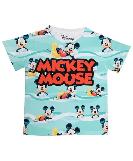 Disney By Crossroads Mickey Mouse Family Character Print Half Sleeves Tee - White