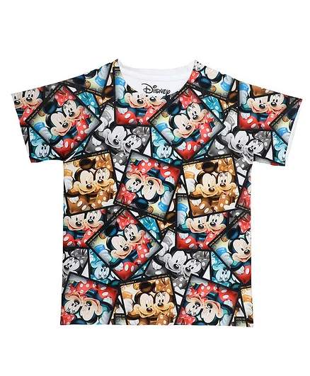 Disney By Crossroads Mickey Mouse Print Half Sleeves Tee - Black