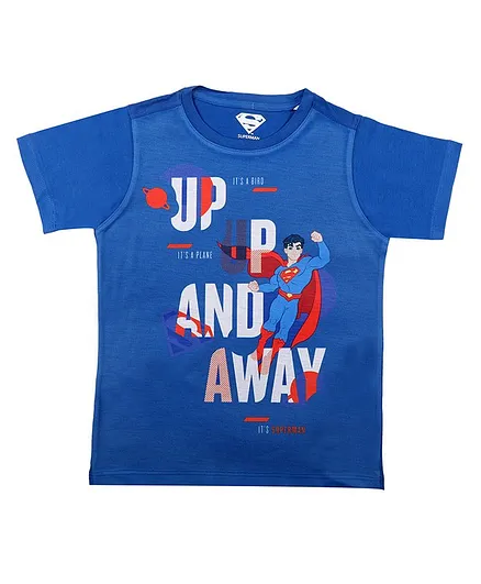 Superman By Crossroads Half Sleeves Character Print T-shirt - Royal Blue