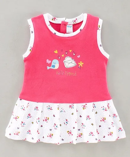 Tango Sleeveless Frock Bird Print - Pink